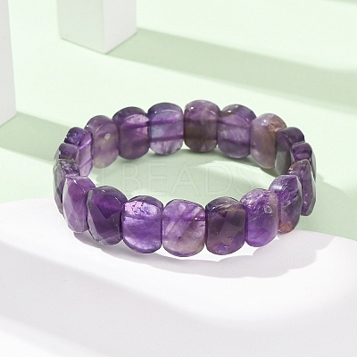 Natural Amethyst Beaded Stretch Bracelets for Unisex G-K303-01E-1