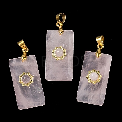 Natural Rose Quartz Faceted Pendants G-A298-01G-09-1