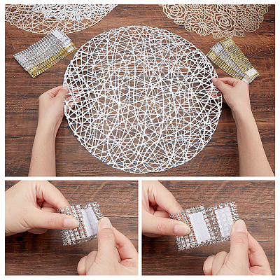 12Pcs 6 Style Flat Round PVC Washable Placemat DJEW-AR0001-02-1