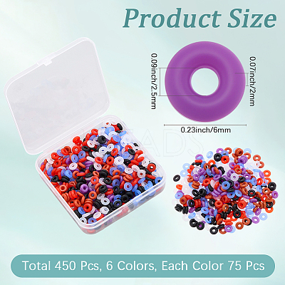 450Pcs 6 Colors Rubber O Rings KY-CP0001-31-1