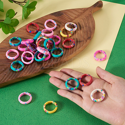 30Pcs Handmade Polymer Clay Finger Rings RJEW-TA0001-11B-1