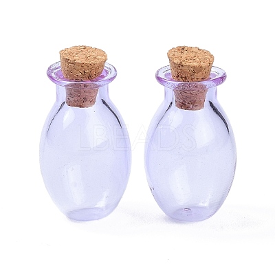 Oval Glass Cork Bottles Ornament AJEW-O032-03H-1
