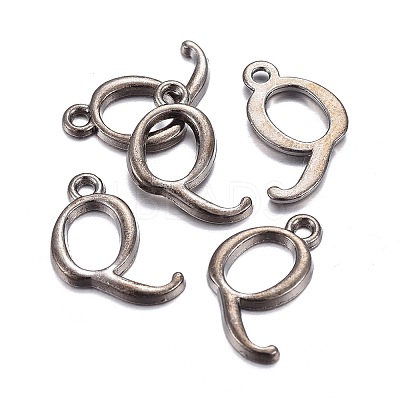 Gunmetal Plated Alloy Letter Pendants LS-PALLOY-J718-01B-Q-1