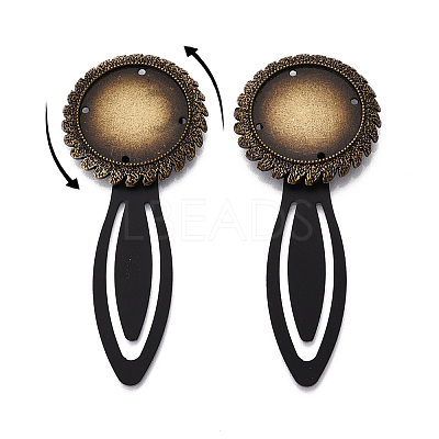 Alloy & Iron Bookmark Cabochon Settings PALLOY-N184-09AB-1