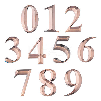 10Pcs 10 Styles 3D Digits ABS Plastic Room Number Plaque FIND-GL0001-47-1