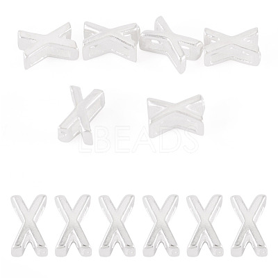 6Pcs 925 Sterling Silver Hollow Initial Beads STER-TA0001-53X-1