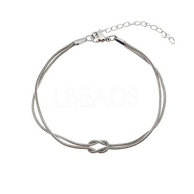 304 Stainless Steel 2-Strand Handmade Knot Snake Chain Bracelets for Couples BU0455-4-1