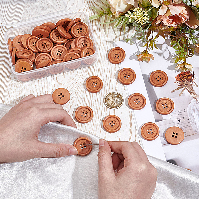 50Pcs Wood Buttons BUTT-GF0004-33-1