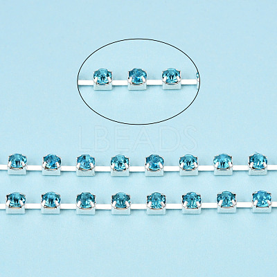 Silver Plated Brass Rhinestone Strass Chains CHC-N020-12B-06-1
