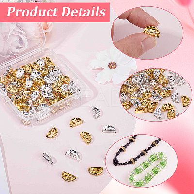 100Pcs 2 Colors Brass Crystal Rhinestone Spacer Bars ALRI-SC0001-60A-1
