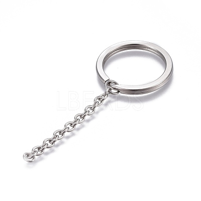 Tarnish Resistant 304 Stainless Steel Split Key Ring Clasps STAS-L226-009F-1