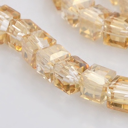 Half Rainbow Plated Glass Faceted Cube Beads Strands GLAA-A031-4mm-HR05-1