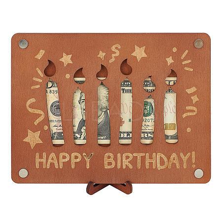 Laser Cut Wooden Money Holder Display Stands AJEW-FG0004-22B-1