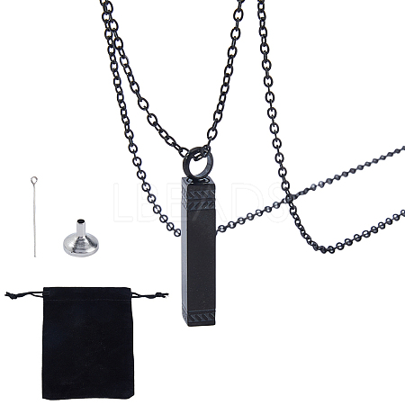 1Pc 304 Stainless Steel Cuboid Pendant Urn Ashes Necklaces NJEW-FH0001-35A-1
