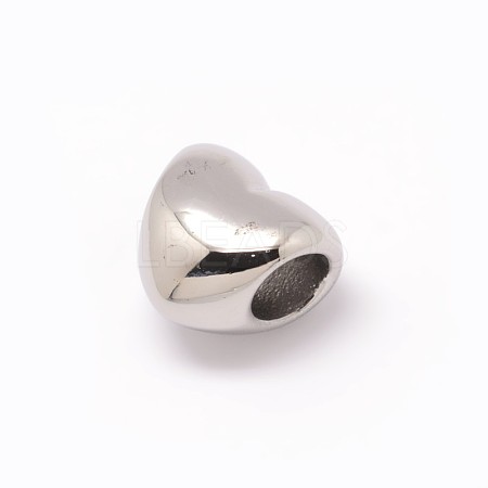Heart 304 Stainless Steel European Large Hole Beads X-OPDL-M015-11P-1