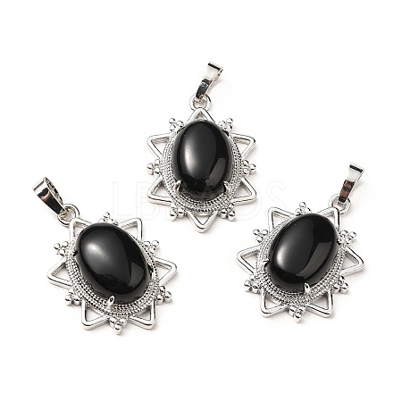Natural Obsidian Pendants G-B033-03P-19-1