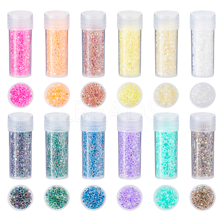 120G 12 Colors Glass Seed Beads SEED-DC0001-24-1