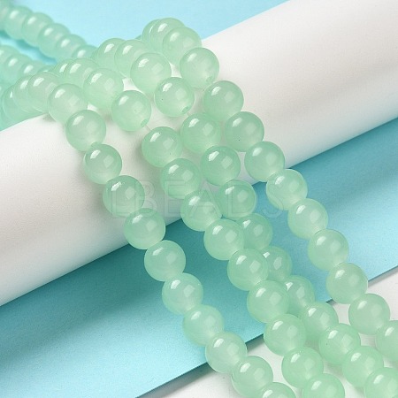 Baking Paint Imitation Jade Glass Round Bead Strands X1-DGLA-Q021-8mm-22-1