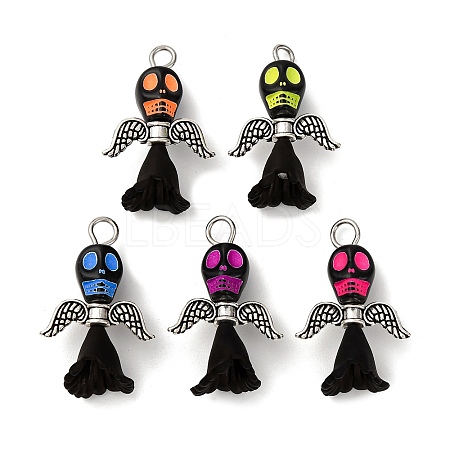 Opaque Black Acrylic Pendants PALLOY-JF04414-1
