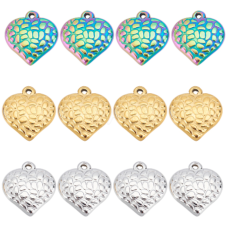 24Pcs 3 Colors 304 Stainless Steel Pendants STAS-DC0010-66-1