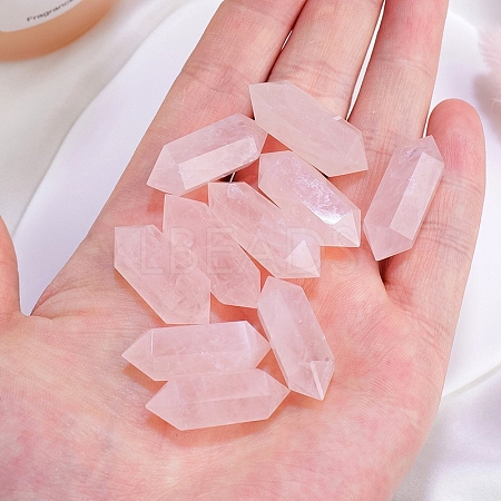 Double Point Tower Natural Rose Quartz Healing Stone Wands PW-WG90298-02-1