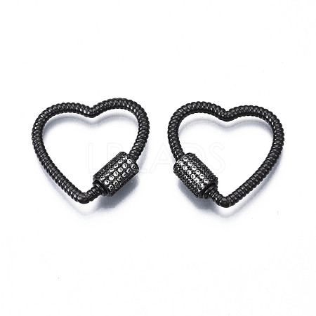 Brass Micro Pave Clear Cubic Zirconia Screw Carabiner Lock Charms ZIRC-T004-99B-1