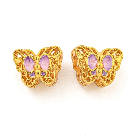 Rack Plating Butterfly Brass Enamel European Beads KK-Z054-02G-1