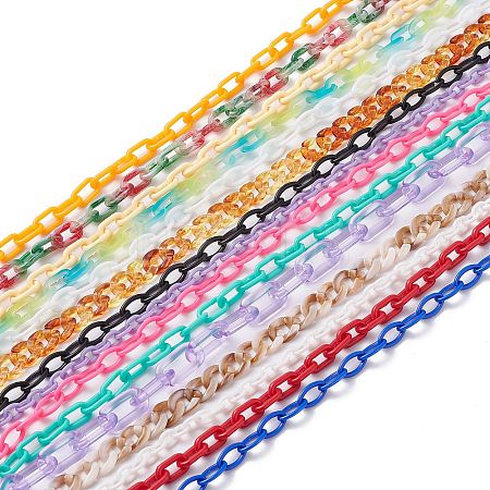 Handmade Opaque Acrylic Paperclip Chains KY-XCP0001-12-1
