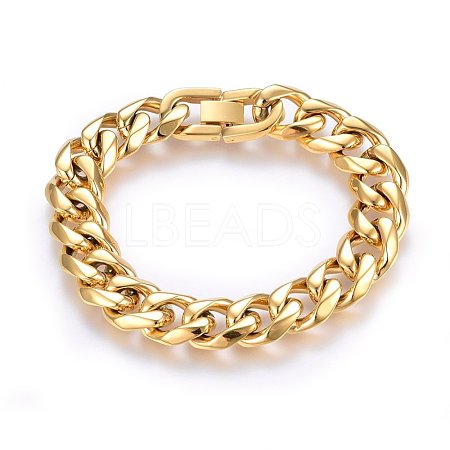 304 Stainless Steel Curb Chains Bracelets BJEW-E346-03G-1