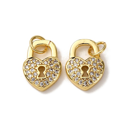 Brass Micro Pave Clear Cubic Zirconia Charms KK-A270-03C-G-1