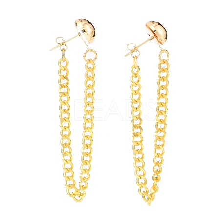 Brass Chain Tassel Earrings EJEW-JE04334-1