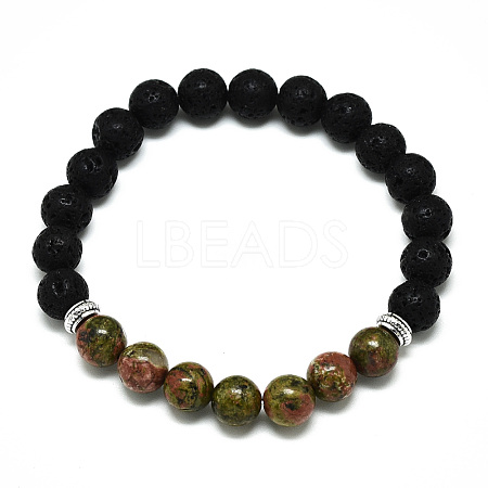 Natural Unakite Beads Stretch Bracelets BJEW-R309-02-A09-1