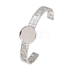 304 Stainless Steel Blank Cuff Bangle Bases with Flat Round Tray SA-CBA82C8-04B-P-1