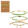 3Pcs 3 Styles Bohemian Adjustable Nylon Cord Braided Bracelet & Glass Beads Braided Bracelet & 304 Stainless Steel Star Charm Bracelet Set for Women GE8132-7-1