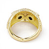 Cubic Zirconia Owl Open Cuff Rings RJEW-P079-01G-02-3