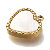 Ion Plating(IP) 304 Stainless Steel Pave Natural Shell Heart Charms STAS-P371-011G-2