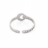 304 Stainless Steel Moon Open Cuff Ring for Women RJEW-S405-235P-2