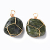 Natural Olive Quartz Pendants G-N332-50-09-2