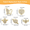 50Pcs 5 Styles Rack Plating Alloy Pendants FIND-CA0007-30-2