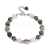 8mm Round Natural Rose Quartz & Natural Chinese Southern Jade & Synthetic Non-Magnetic Hematite Beaded Bracelets BJEW-PH01801-1