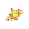 Brass Cubic Zirconia Rhombus Connector Charms KK-F894-12G-01-2