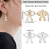 12Pcs 2 Colors Brass with Clear Cubic Zirconia Charms ZIRC-BBC0002-64-2
