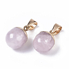 Top Golden Plated Natural Rose Quartz Pendants G-T131-03N-2