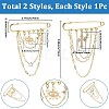 2Pcs 2 Styles Steel Brooches JEWB-BM0001-01G-2
