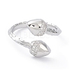 Clear Cubic Zirconia Double Acorn Open Cuff Rings RJEW-G287-01P-2