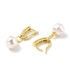 Plastic Pearl Dangle Hoop Earrings with Clear Cubic Zirconia EJEW-A070-05G-2