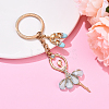 Alloy Crystal Rhinestone & Resin Ballet Dancer Girl Keychain KEYC-YW00228-04-1