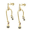 Brass Micro Pave Cubic Zirconia Dangle Stud Earrings EJEW-N015-03-NF-1