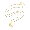 Brass & Plastic Pearl Letter Pendant Box Chain Necklaces for Women NJEW-U017-01G-12-3