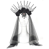 Halloween Polyester Rhinestones Dress Brides Wedding Veil Headband FIND-WH20019-165B-166-7